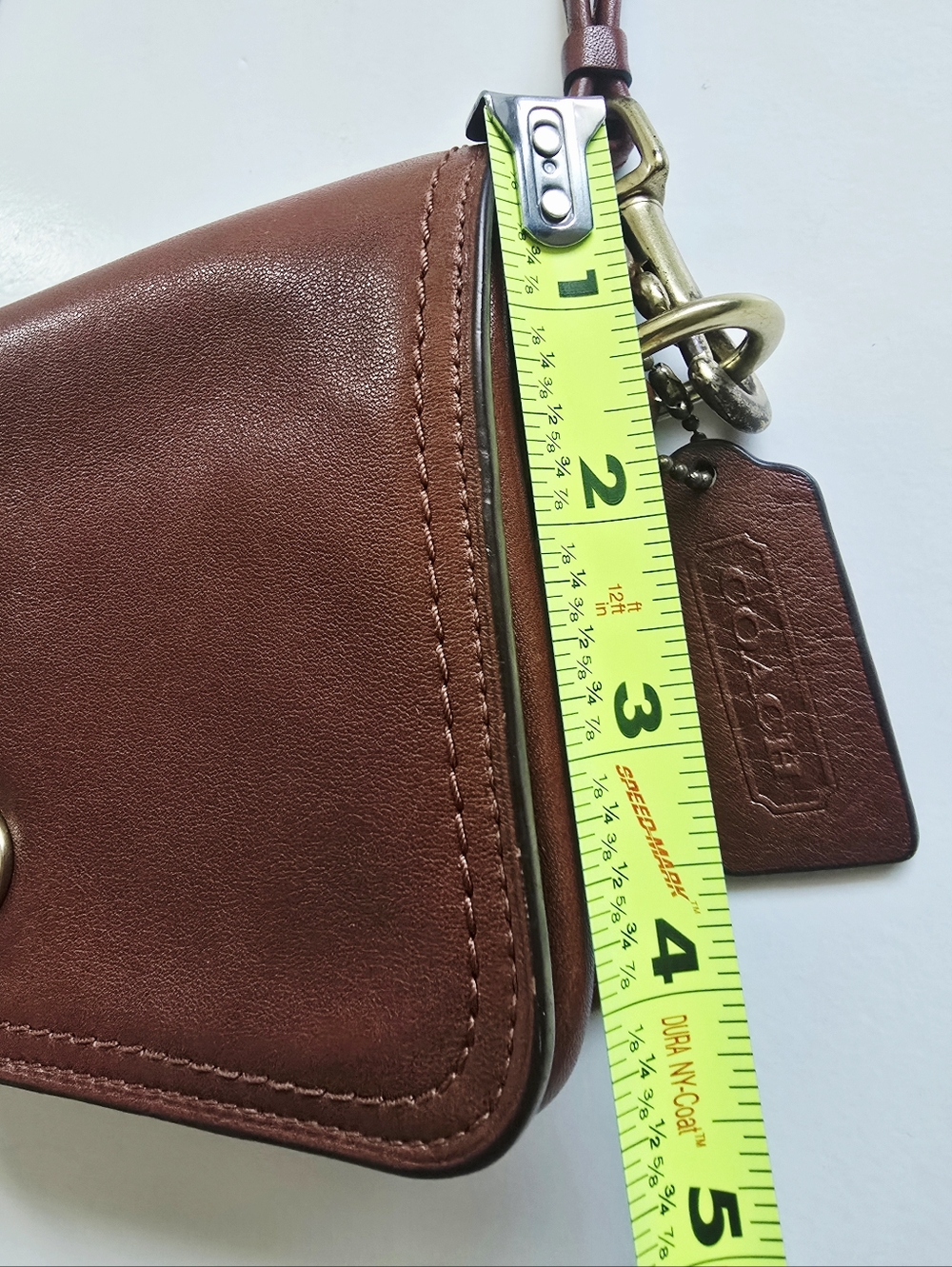 COACH VTG Y2k Legacy Cognac Leather Penny Crossbody Purse Tassels Turnlock - Picture 14 of 16